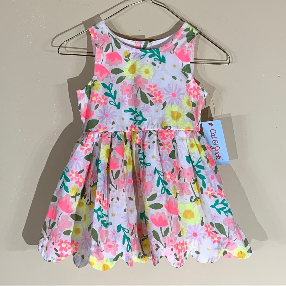 Cat & Jack Floral Print Sleeveless Dress - 18 Mths